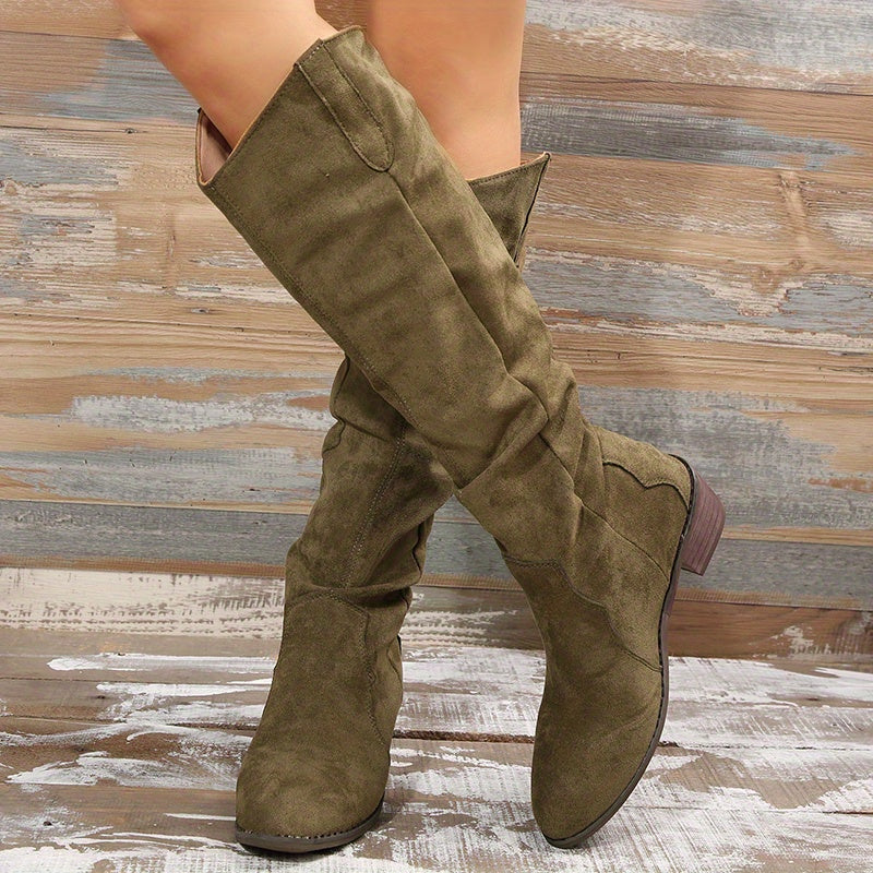Women’s Vintage Knee-High Cowboy Boots – Stylish Western Design