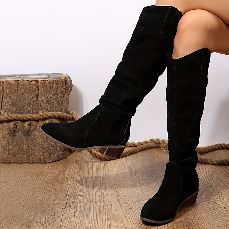 Women’s Vintage Knee-High Cowboy Boots – Stylish Western Design