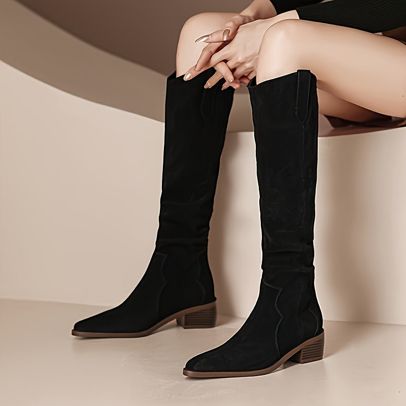 Women’s Vintage Knee-High Cowboy Boots – Stylish Western Design