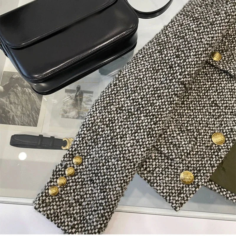 Coat Women Winter Jacket New Autumn and Winter Korean Women's Single-breasted High-quality Chic Tweed Retro Top Coat Women 2024