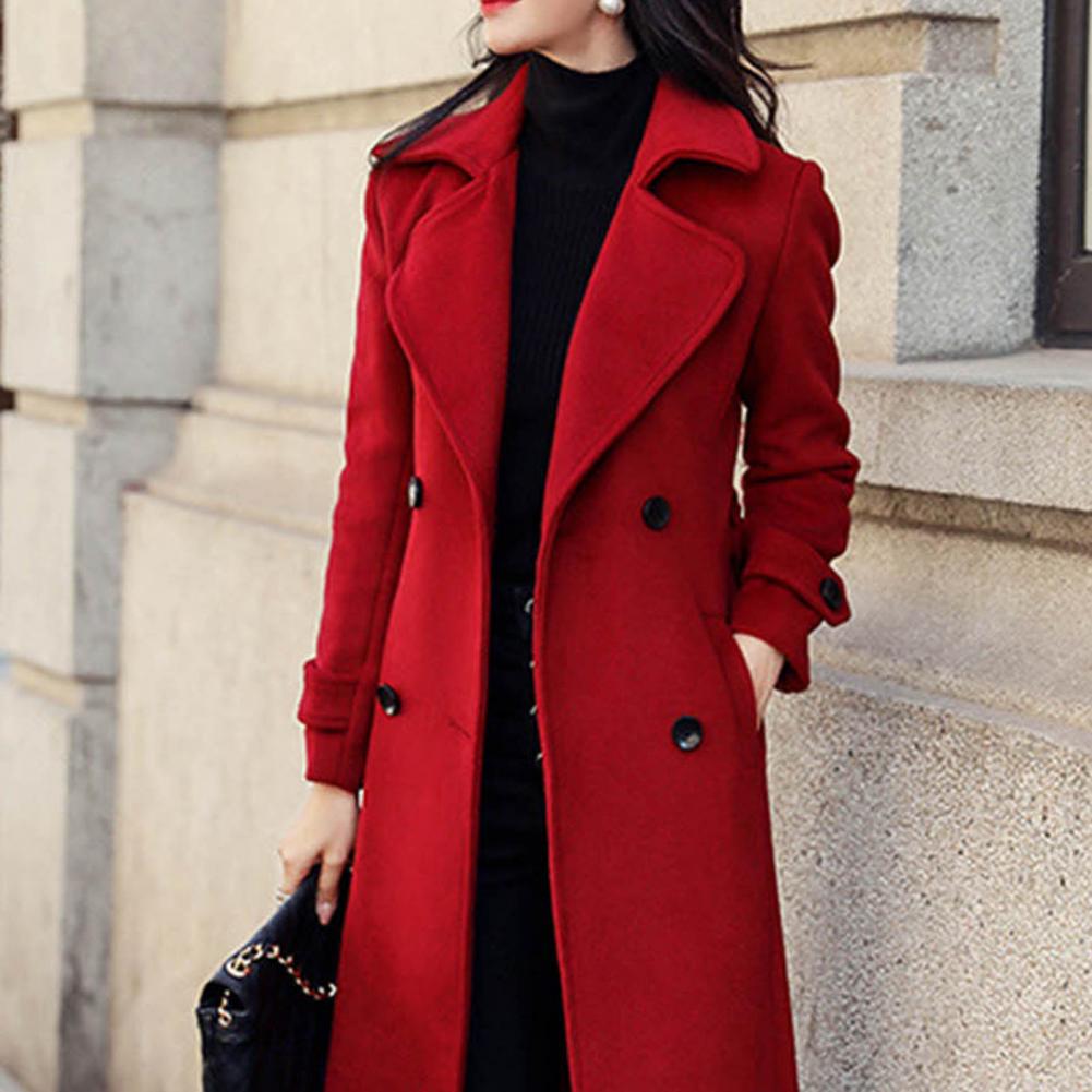 Women‘s Coat Winter Korean Fashion Long Coated Thickened Woolen Winter Coat for Women Black Coat Harajuku