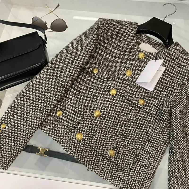 Coat Women Winter Jacket New Autumn and Winter Korean Women's Single-breasted High-quality Chic Tweed Retro Top Coat Women 2024