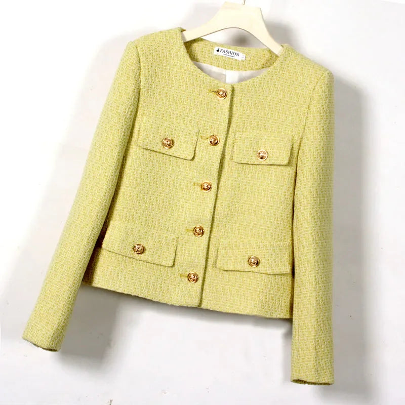 Coat Women Winter Jacket New Autumn and Winter Korean Women's Single-breasted High-quality Chic Tweed Retro Top Coat Women 2024