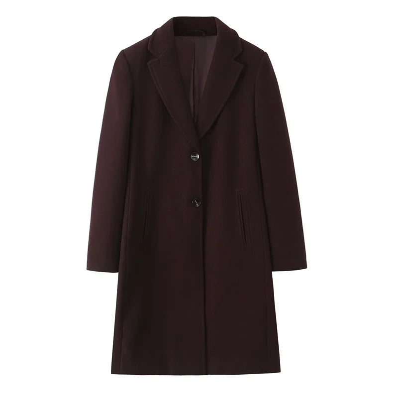 Women's Coat New Style for Autumn 2025 Solid Color Long Sleeve Soft Jacket with Shoulder Pads Simple Cid-length casual